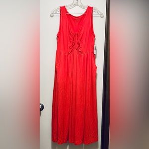 NWT Torrid Midi Super Soft Shirred Skater Dress Size 0 Pink